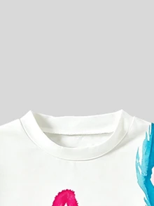 Tween Girl Casual Vacation Daily Commute Floral Print Short Sleeve T-Shirt & Wide Leg Cargo Pants Set - Multicolor - View 6