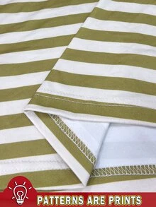 IslaSuriya Women's 2000s Striped Color-Blocked V-Neck T-Shirt, Suitable For Everyday Wear. - Multicolor - View 6