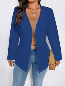 EMERY ROSE Plus Size Casual & Commuting Minimalist Solid Color Blazers Fall Cloth For Women Autumn - Royal Blue - View 7