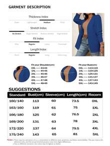 EMERY ROSE Plus Size Casual & Commuting Minimalist Solid Color Blazers Fall Cloth For Women Autumn - Royal Blue - View 9