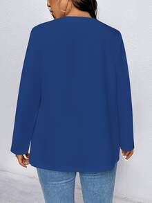 EMERY ROSE Plus Size Casual & Commuting Minimalist Solid Color Blazers Fall Cloth For Women Autumn - Royal Blue - View 2