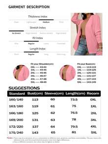 EMERY ROSE Plus Size Single-Breasted Solid Color Long Sleeve Blazer, Fashionable For Summer Graduation, Back To School, Teacher For Women Fall For Women Autumn - Pink - View 10