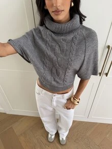 Aloruh Women's Solid Color Casual Versatile Everyday Sweater Office Brunch Light Grey Autumn - Grey - View 5