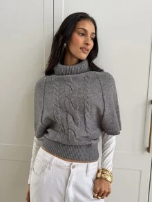 Aloruh Women's Solid Color Casual Versatile Everyday Sweater Office Brunch Light Grey Autumn - Grey - View 3
