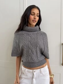 Aloruh Women's Solid Color Casual Versatile Everyday Sweater Office Brunch Light Grey Autumn - Grey - View 4