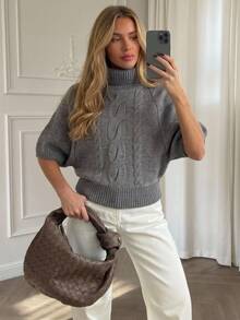 Aloruh Women's Solid Color Casual Versatile Everyday Sweater Office Brunch Light Grey Autumn - Grey - View 8
