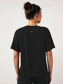 GLOWMODE Tencel Modal Oversized Everymode Tee Daily Casual Compression Shirt - Black - View 3