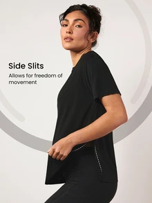 GLOWMODE Tencel Modal Oversized Everymode Tee Daily Casual Compression Shirt - Black - View 4