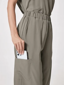 TaskEZ Solid Color Scrub Pants With Pockets,  Uniform Bottom Clothes - Grey - View 5