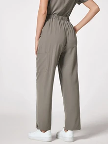 TaskEZ Solid Color Scrub Pants With Pockets,  Uniform Bottom Clothes - Grey - View 2