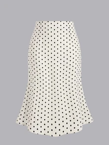 SHEIN MOD Plus Size Women Polka Dot Cinched Waist Mermaid Sleeveless Elegant Dress Set, Party, Vacation, Vintage,Back To School,Campus, Polka Dot - Multicolor - View 7
