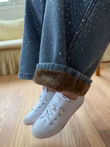 Dazy Kids Tween Girl) Straight Leg Rhinestone Loose Casual Belt Tie Denim Jeans, Autumn/Winter - Light Wash - View 1