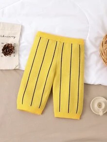 SHEIN Baby Boy Fall Winter Striped Color Block Sweater Pants , Back To School, Cozy Soft, Festival Christmas - Black - View 3