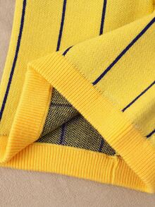 SHEIN Baby Boy Fall Winter Striped Color Block Sweater Pants , Back To School, Cozy Soft, Festival Christmas - Black - View 6
