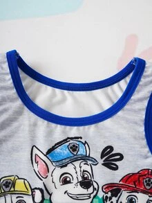 SHEIN | PAW Patrol 男童字母卡通印花撞色滚边圆领背心和短裤内衣套装 - 灰色 - 查看 5