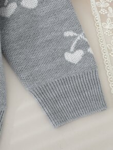 SHEIN 幼童女童灰色圓領長袖針織毛衣，秋冬款，開學季，舒適柔軟，節慶穿搭，聖誕休閒日常穿著 - 灰色 - 查看 9