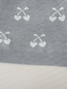 SHEIN 幼童女童灰色圓領長袖針織毛衣，秋冬款，開學季，舒適柔軟，節慶穿搭，聖誕休閒日常穿著 - 灰色 - 查看 7