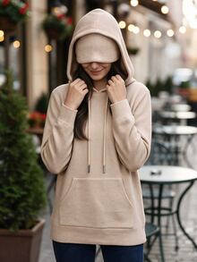 Flora Isola Flora Isola Solid Kangaroo Pocket Drawstring Hoodie - Apricot - View 5