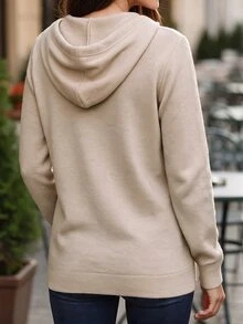Flora Isola Flora Isola Solid Kangaroo Pocket Drawstring Hoodie - Apricot - View 7