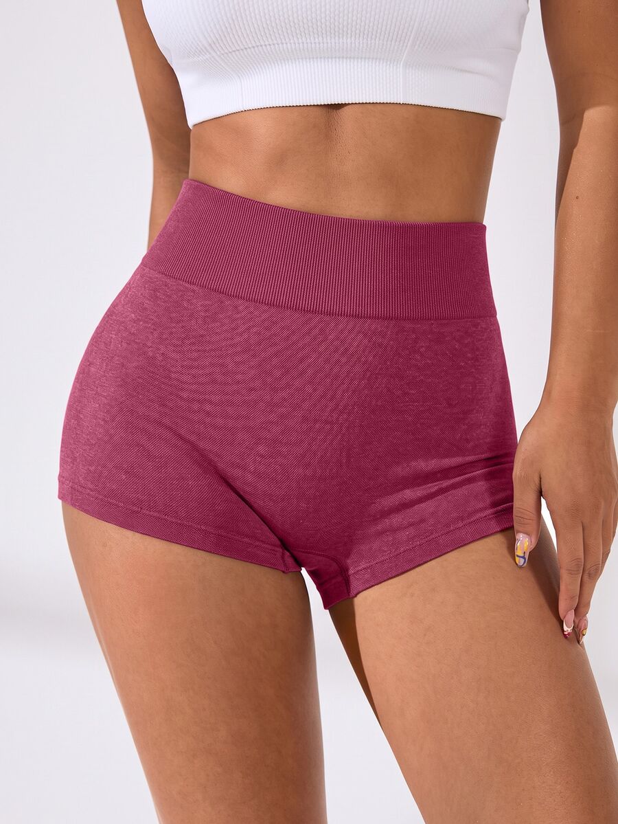 Slayform Slayform Yoga Shorts Sexy High Waist Booty Stretch Workout Exercise Hot Shorts - Burgundy - View 1