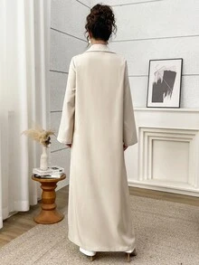 Yasmyna Women's Elegant 3D Floral Decor Abaya - Khaki - View 2