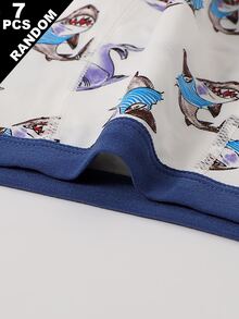 Random 7Pcs Boys Toddler Boxer Briefs Underwear Soft Knit Skin-Friendly Fabric Cartoon Animal Patterns & Solid Colors Daily Essentials Cozy Fit - Multicolor - View 3