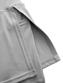 SHEIN Cheerettes 女款純色休閒日常旅行運動緊身灰色裙褲，柔軟彈性面料，透氣吸濕排汗，側開衩雙口袋，健身適用 - 灰色 - 查看 7