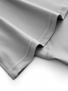 SHEIN Cheerettes 女款純色休閒日常旅行運動緊身灰色裙褲，柔軟彈性面料，透氣吸濕排汗，側開衩雙口袋，健身適用 - 灰色 - 查看 6