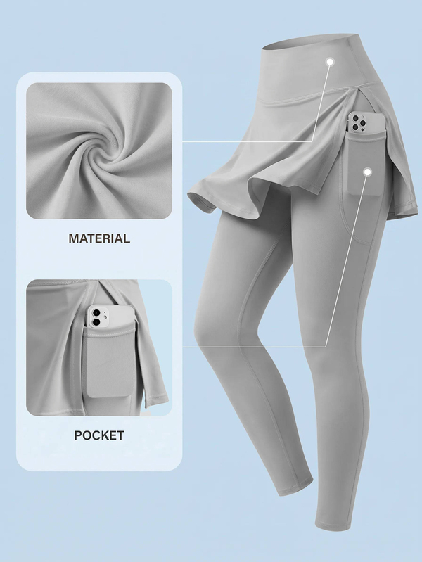 SHEIN Cheerettes سروال ضيق رياضي نسائي بلون رمادي موحد للاستخدام اليومي والسفر والرياضة، من قماش ناعم مرن وقابل للتنفس وماص للرطوبة، مع فتحة جانبية وجيوب مزدوجة، مناسب للجيم
