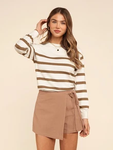 Coeurva Striped Pattern Sweater In Fall/Winter - Camel - View 7