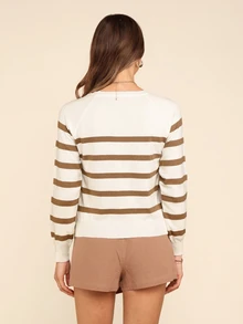Coeurva Striped Pattern Sweater In Fall/Winter - Camel - View 5