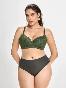 Slumbrini 3pcs Plus Size Women's Solid Color Basic Lace Sexy Briefs, Comfortable For Home & Sports - Multicolor - View 3