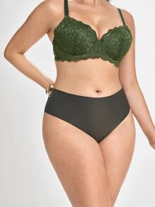 Slumbrini 3pcs Plus Size Women's Solid Color Basic Lace Sexy Briefs, Comfortable For Home & Sports - Multicolor - View 5