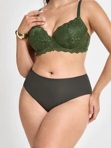 Slumbrini 3pcs Plus Size Women's Solid Color Basic Lace Sexy Briefs, Comfortable For Home & Sports - Multicolor - View 6