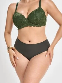 Slumbrini 3pcs Plus Size Women's Solid Color Basic Lace Sexy Briefs, Comfortable For Home & Sports - Multicolor - View 4