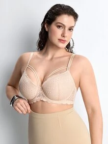 3pcs Plus Size Lace Bras, Comfortable Underwire Bras For Women - Multicolor - View 6