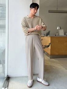 DAZY Men's Casual Versatile Commute Solid Color Dress Pants Fall - Apricot - View 4