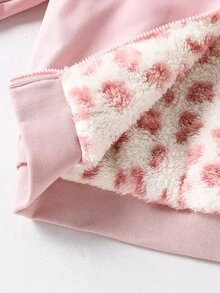 SHEIN 青少年女孩純色拉鍊夾克，附保暖內裡與刺繡，舒適百搭秋冬外套 - 粉色 - 查看 3