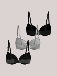Veilyse 3pcs/Set Women's Comfortable Colorful Wireless Cotton Soft Cup Push Up Bra Set, Suitable For Small Bust - Multicolor - View 3
