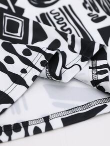 Miaspire Gaun Elegan Ukuran Plus Wanita dengan Kombinasi Warna dan Kardigan Motif Geometris, Set Pakaian Kerja Musim Gugur 2026, Cocok untuk Makan Malam Formal, Warna Putih Hitam - MultiWarna - View 9
