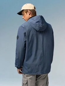 Caldwick 1pc Men's Outdoor Windbreaker Jacket, Water-Resistant Sports Coat, Suitable For Spring And Autumn - Blue - View 3