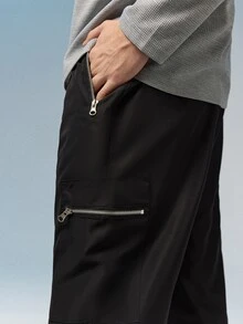 Caldwick Men's Casual Multi-Pocket Outdoor Cargo Pants, Autumn/Winter Black Spring Sports - Black - View 4
