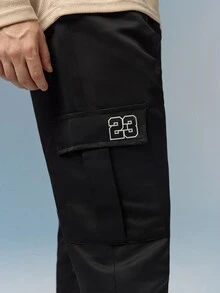 Caldwick Spring/Autumn Versatile Multi-Pocket Straight Leg Cargo Pants, Men's Loose Outdoor Commute Sports Casual Long Pants - Black - View 5