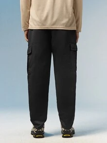 Caldwick Spring/Autumn Versatile Multi-Pocket Straight Leg Cargo Pants, Men's Loose Outdoor Commute Sports Casual Long Pants - Black - View 3