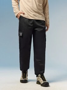 Caldwick Spring/Autumn Versatile Multi-Pocket Straight Leg Cargo Pants, Men's Loose Outdoor Commute Sports Casual Long Pants - Black - View 6