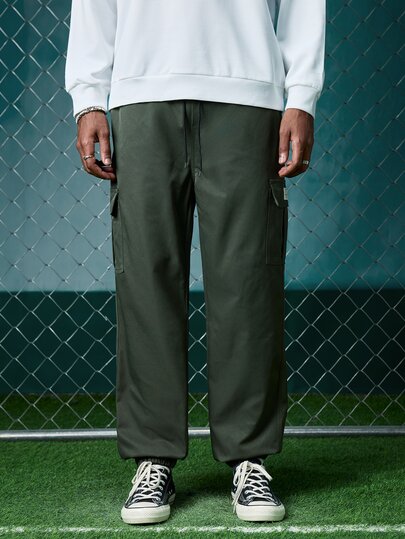EVRINFINITE Men's New Spring/Autumn Workwear Long Pants, Multi-Pocket Loose Casual Minimalist Versatile Japanese Style Joggers, Runs Small, Recommend Ordering One Size Up