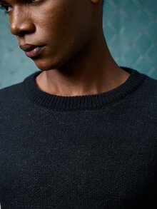 EVRINFINITE Men Letter Pattern Color Block Urban Pullover Drop Shoulder Long Sleeve Casual Sweater, For Friends, Fall/Winter - Black - View 5