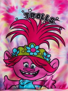 SHEIN Trolls Young Girl Casual Tie-Dye Cartoon Pattern Crew Neck Sweatshirt And Flare Pants Set, Autumn - Multicolor - View 7