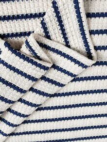 Rosumi Setelan 2 Potong Wanita Ukuran Besar untuk Musim Panas, Motif Garis-garis, Lengan Kelelawar, Terdiri dari Kaos Lengan Pendek dan Celana Panjang Lebar - Blue and White - View 8