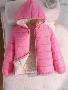 SHEIN Sparklyn 青少年女孩開學季冬季外套 女孩外套 青少年女孩服飾 蓬蓬夾克 校園 粉色 西部風 - 玫紅色 - 查看 6